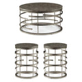 3-Piece Coffee Table Set with 2 Chairside Tables in Gray I4187