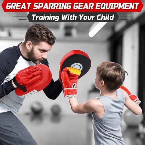 Kids Boxing Gloves and Punching Mitts Set with Hand Wraps E3746