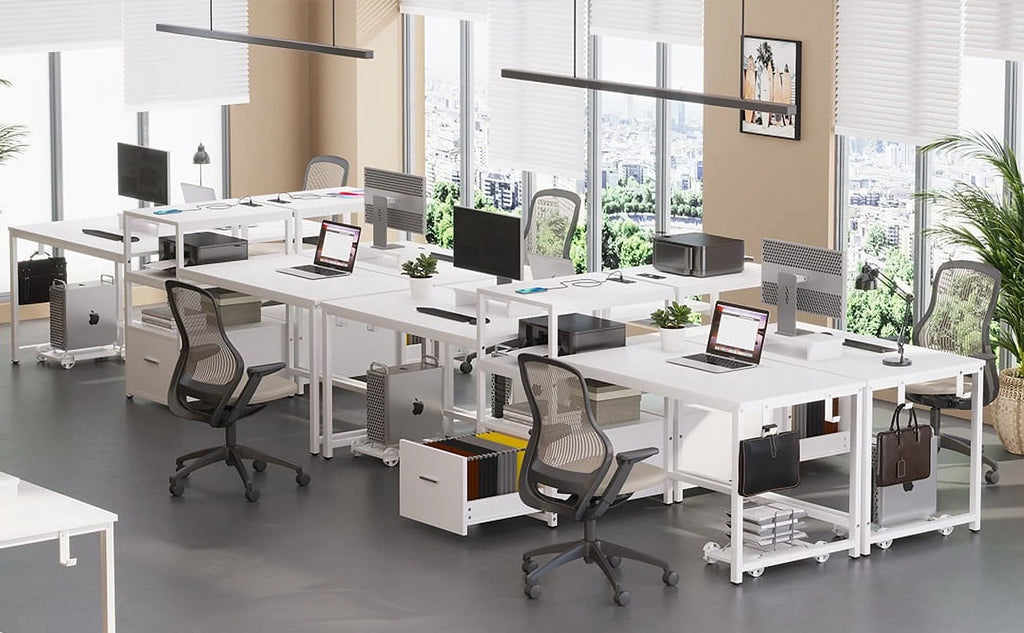 White Computer Desk with File Drawer and USB Port K5571