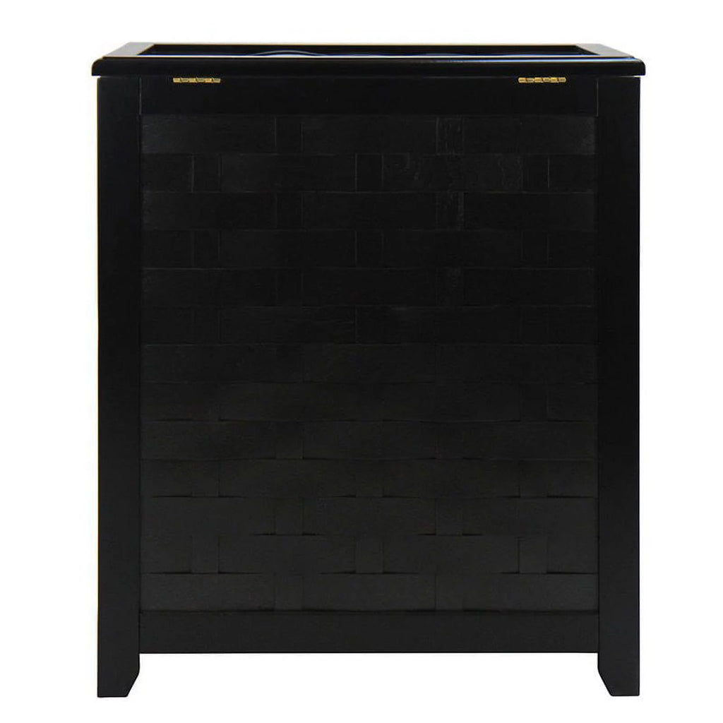 Black Rectangular Wood Laundry Hamper with Interior Bag Z76147