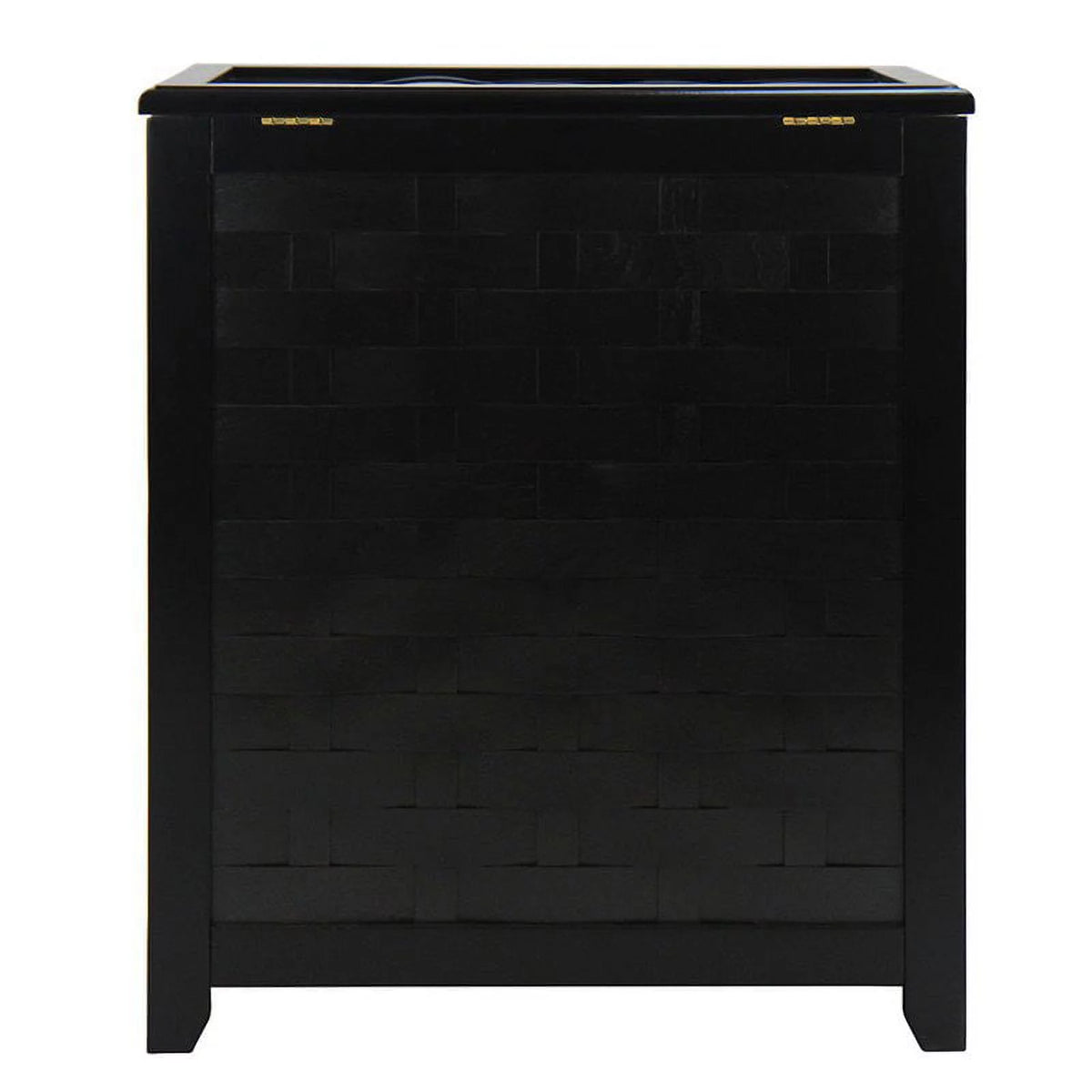 Black Rectangular Wood Laundry Hamper with Interior Bag Z76147