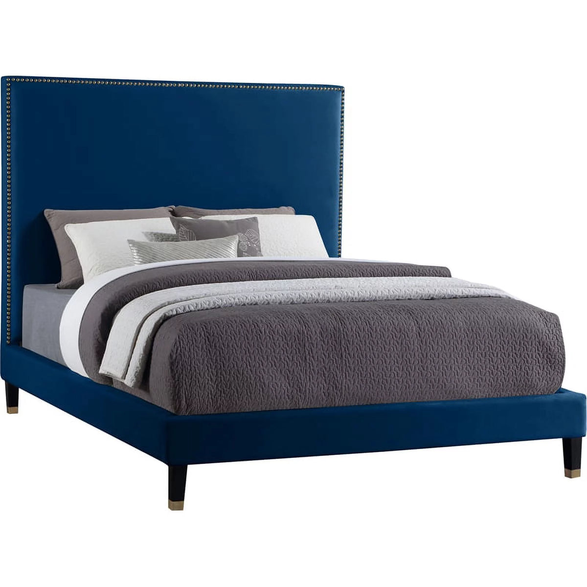 Navy Velvet Full Bed X124