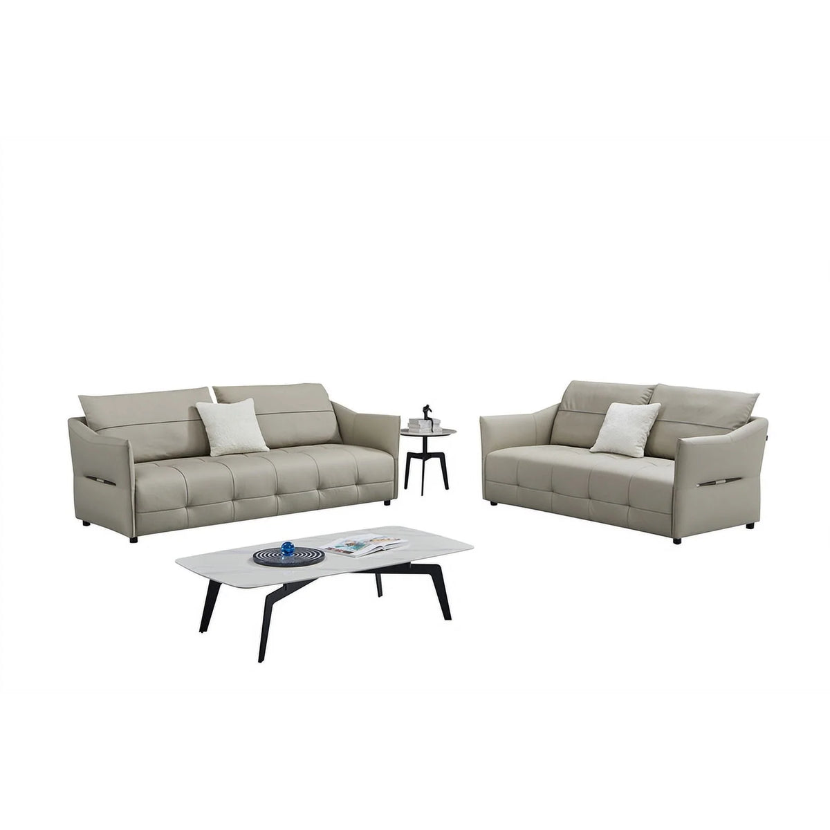 Gray Leather Sofa V91693