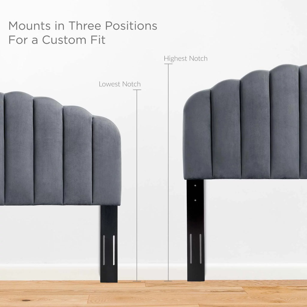 King Size Velvet Dark Grey Headboard N5254