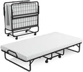 Folding Bed with 4 Mattress Twin Size Metal Frame Memory Foam H516