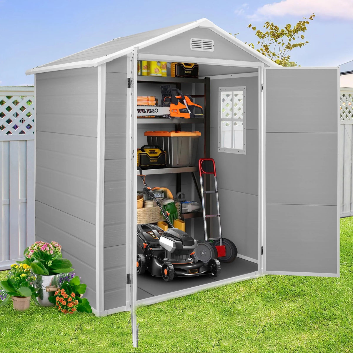 6' x 4.4' Plastic Outdoor Storage Shed with Reinforced Floor Z907