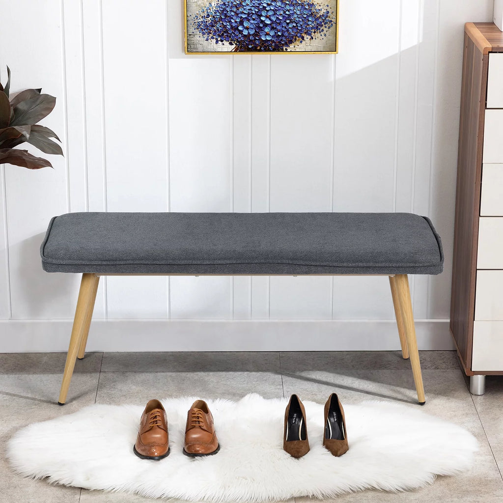 Charcoal Gray Upholstered Tufted Bench G5831