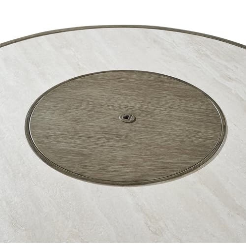 Light Brown Beige Sintered Stone Outdoor Fire Pit Table Y1151