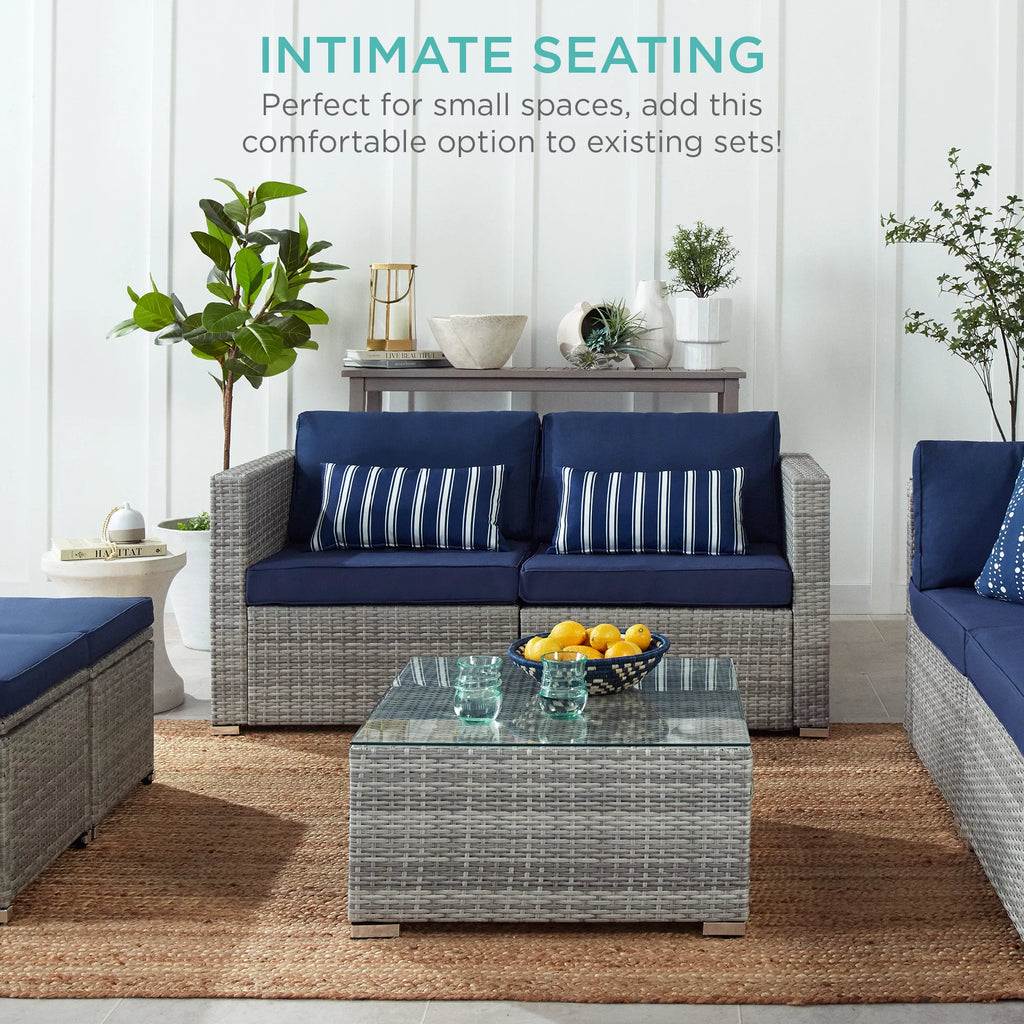 2-Person Wicker Patio Loveseat with 2 Accent Pillows E95751
