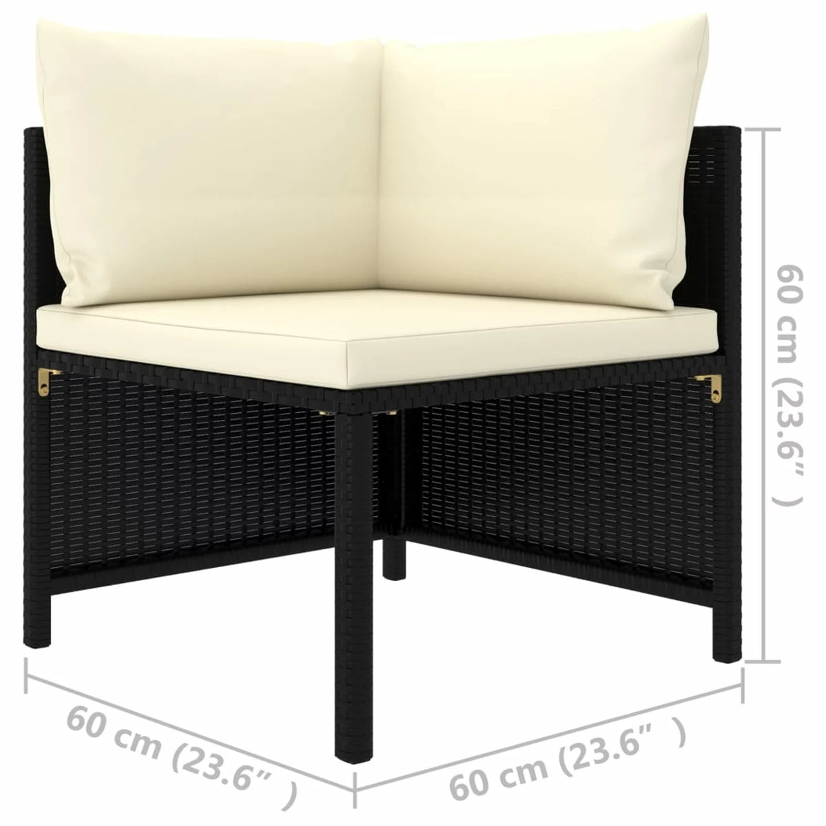 Black Poly Rattan Sectional Corner Sofa with Cushions E937691