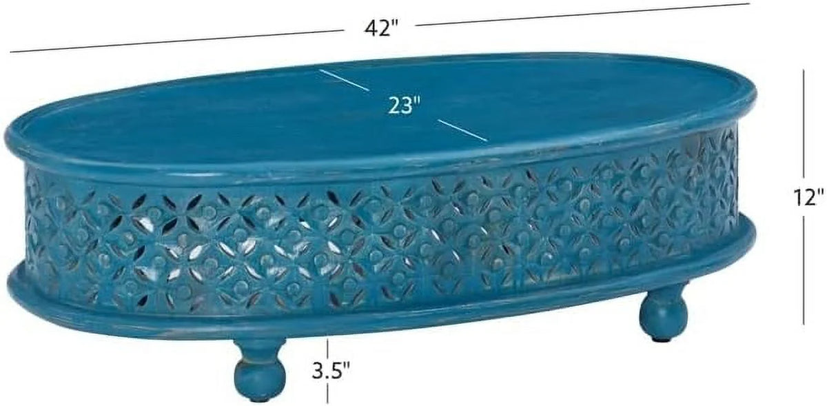 Blue Oval Wood Coffee Table A72797