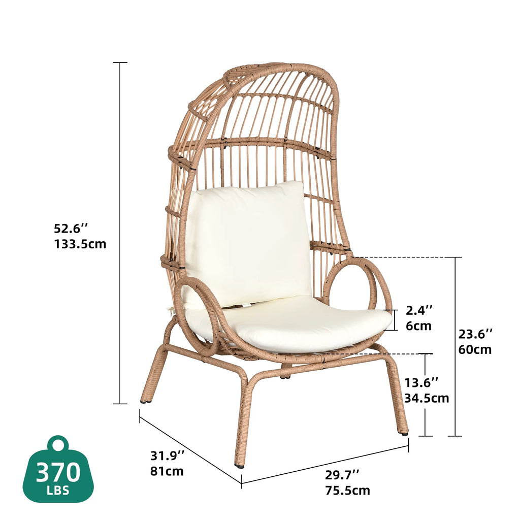 Oversized Wicker Egg Chair with Steel Frame G613