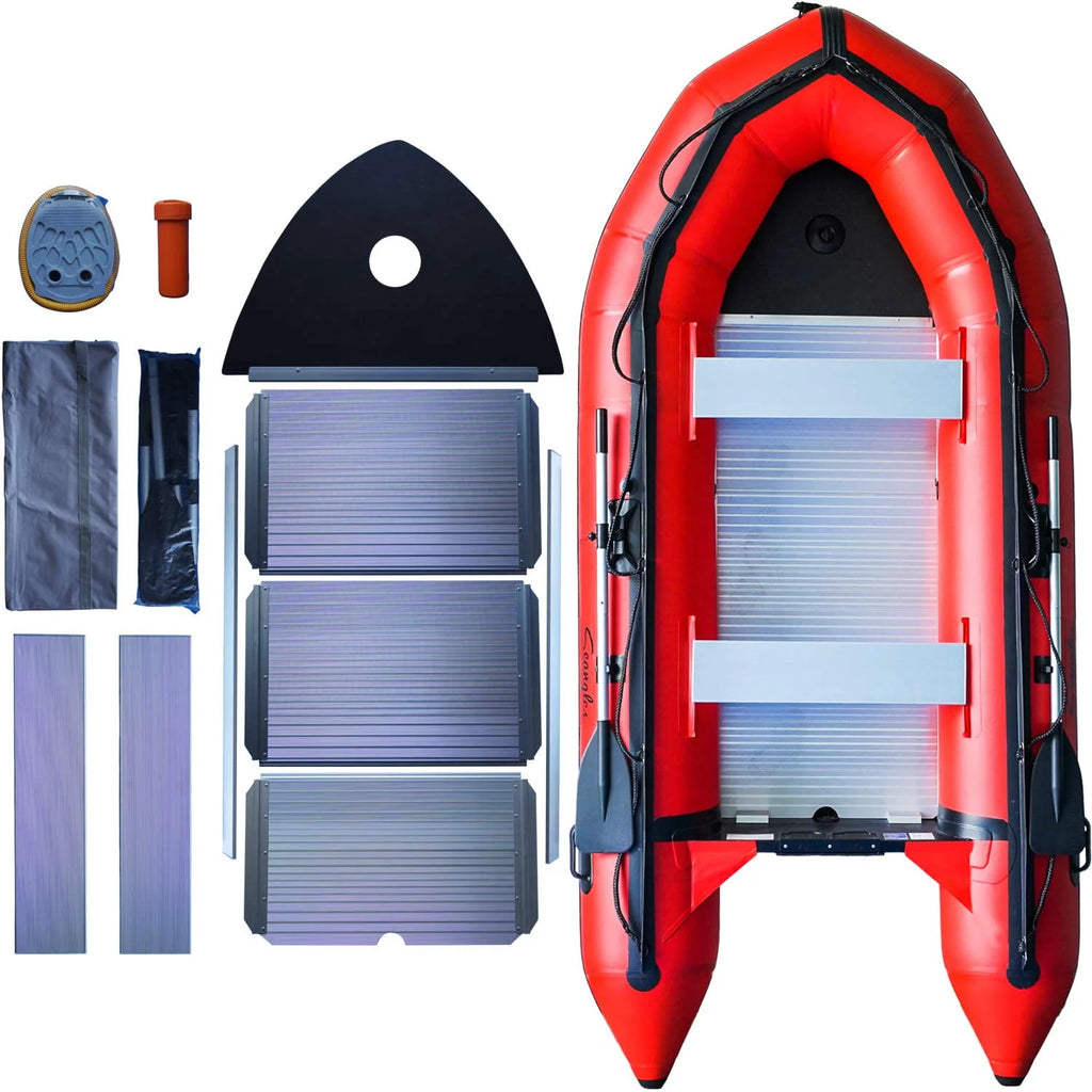 Inflatable Boat 4 Person Aluminum Floor Heavy Duty Saltwater Fishing Boat L943880