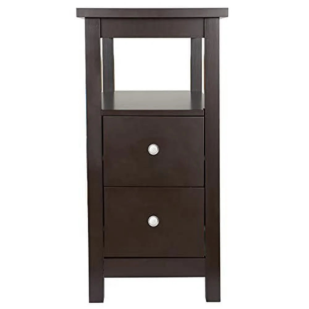 Espresso Narrow Side Table with Drawers and Shelf Z38269