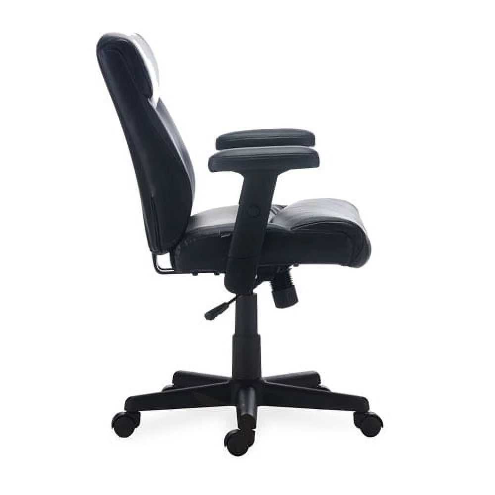 Black Leather Task Chair, 275 lb Capacity C200