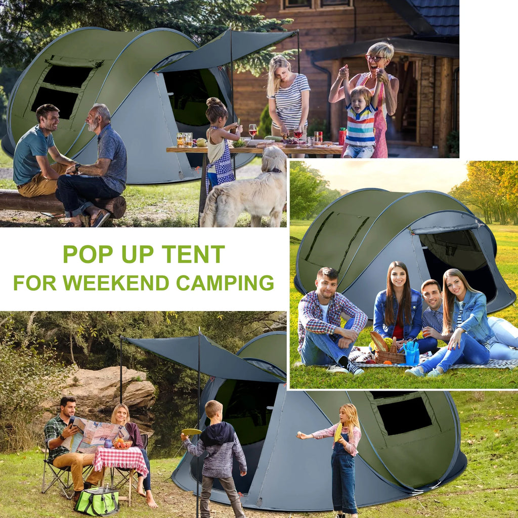 6 Person Pop up Tent 2 Doors Green I807981