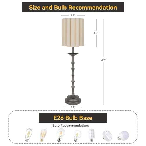 Black Scalloped Table Lamp with Bamboo Lamp Post W33591