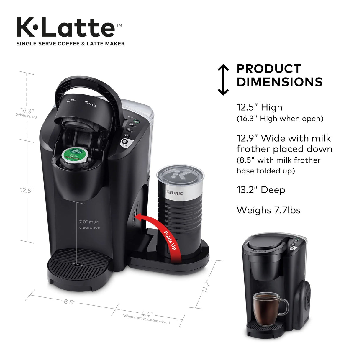Single Serve K-Cup Coffee and Latte Maker, Black Y583048