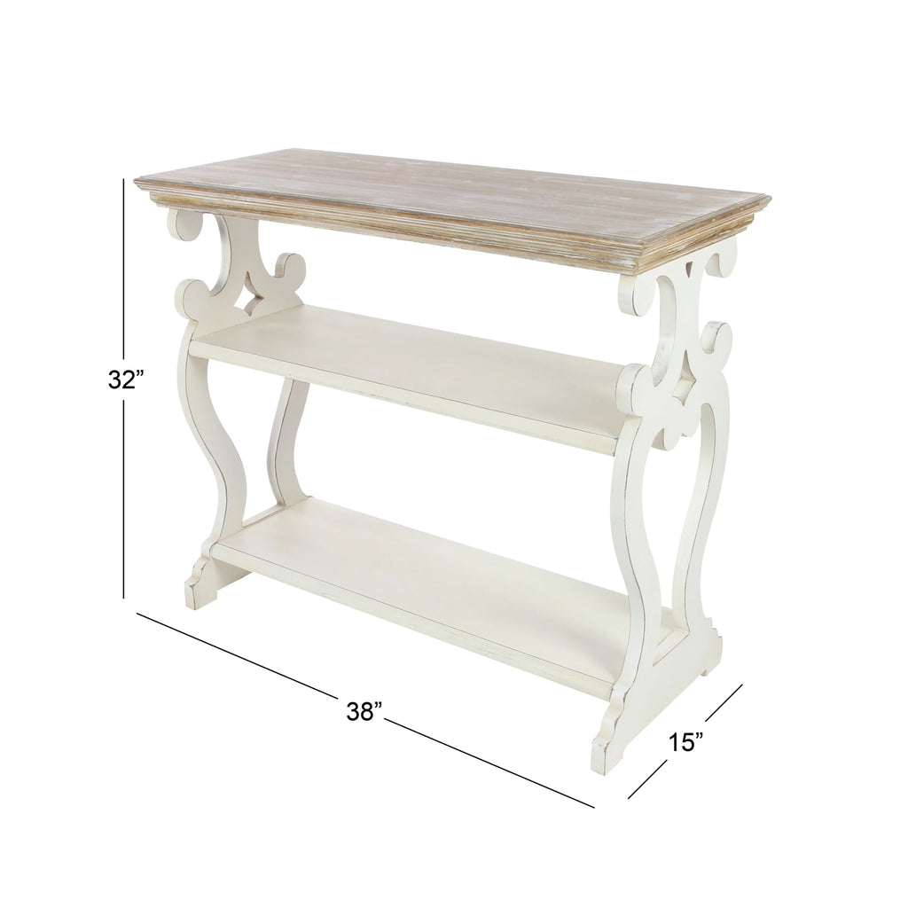 Farmhouse Decorative Console Table Ivory White 38"W Q2341