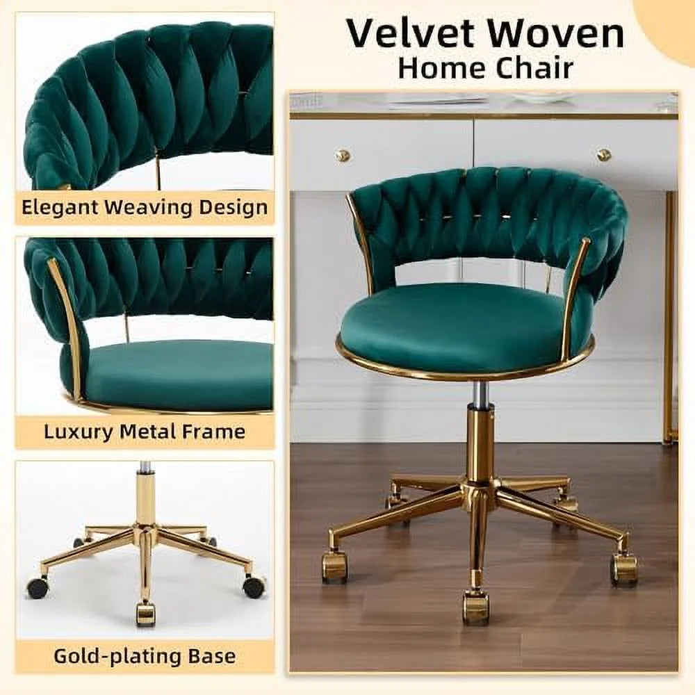 Dark Blue Velvet Desk Chair with Wheels K37379