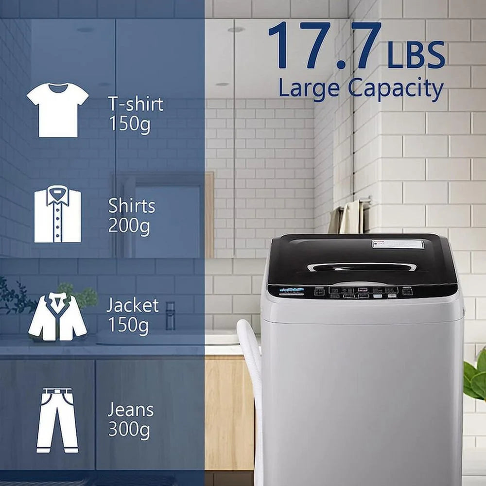 17.7 lbs Portable Compact Washing Machine with Drain Pump C9623
