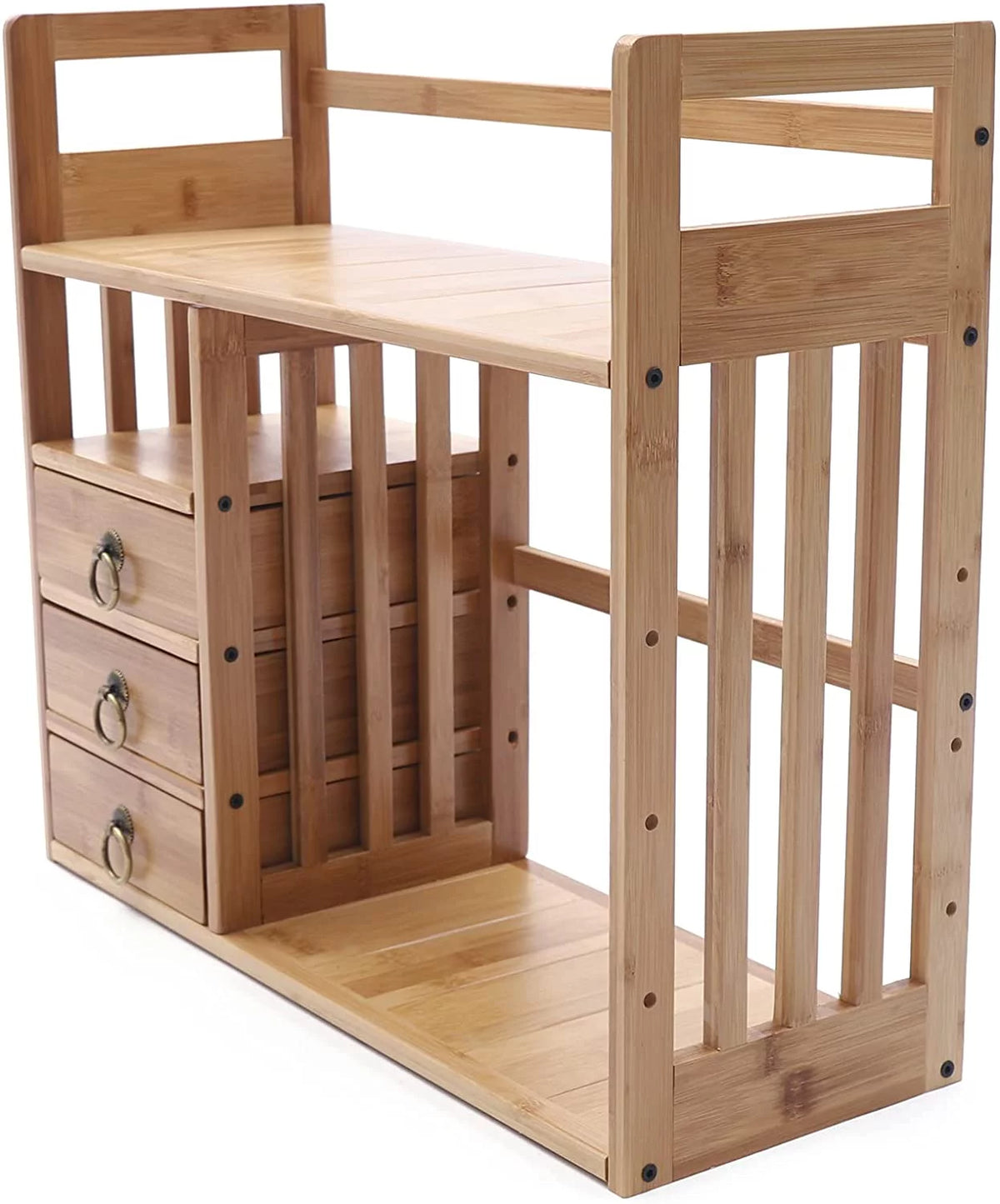 Bamboo Desktop Bookshelf with 3 Drawers R747