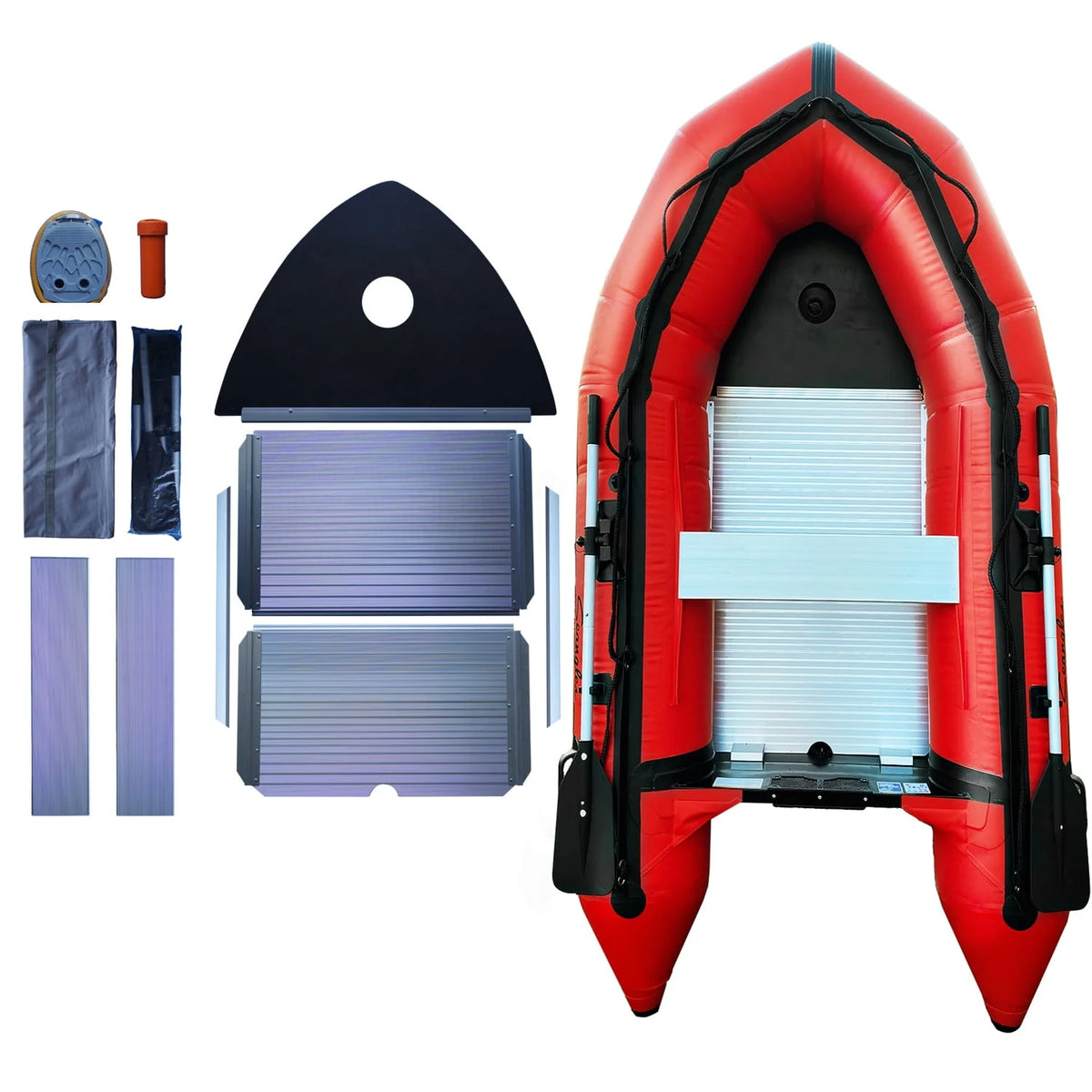 Inflatable Boat 4 Person Aluminum Floor Heavy Duty Saltwater Fishing Boat L943880