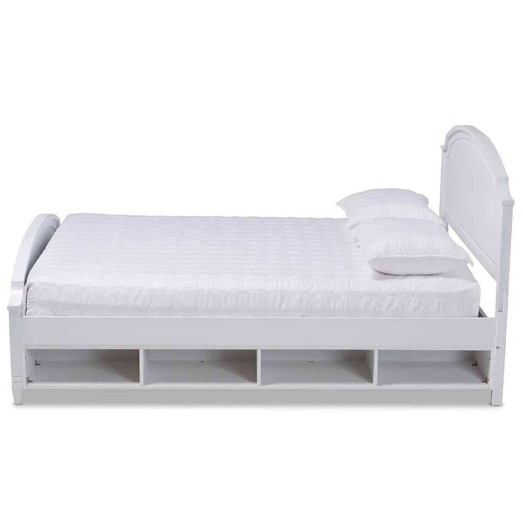 White Finished Wood Full Size Storage Platform Bed L784
