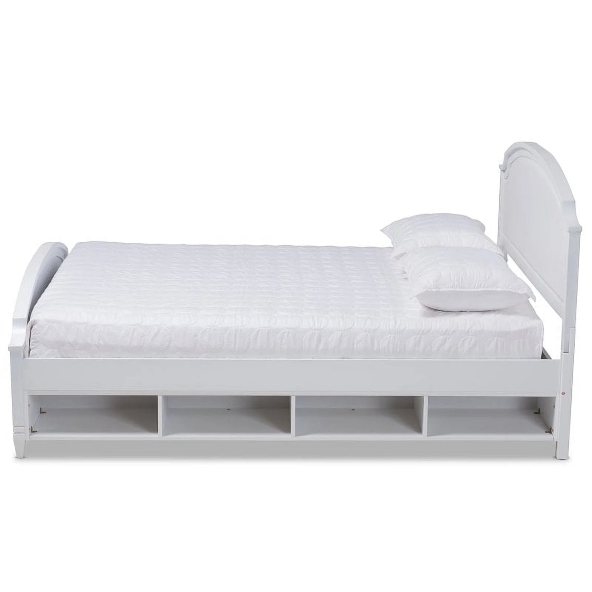 White Finished Wood Full Size Storage Platform Bed L784