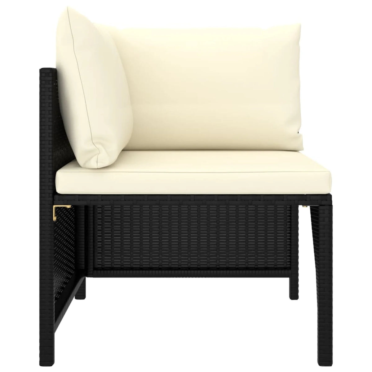 Black Poly Rattan Sectional Corner Sofa with Cushions E937691