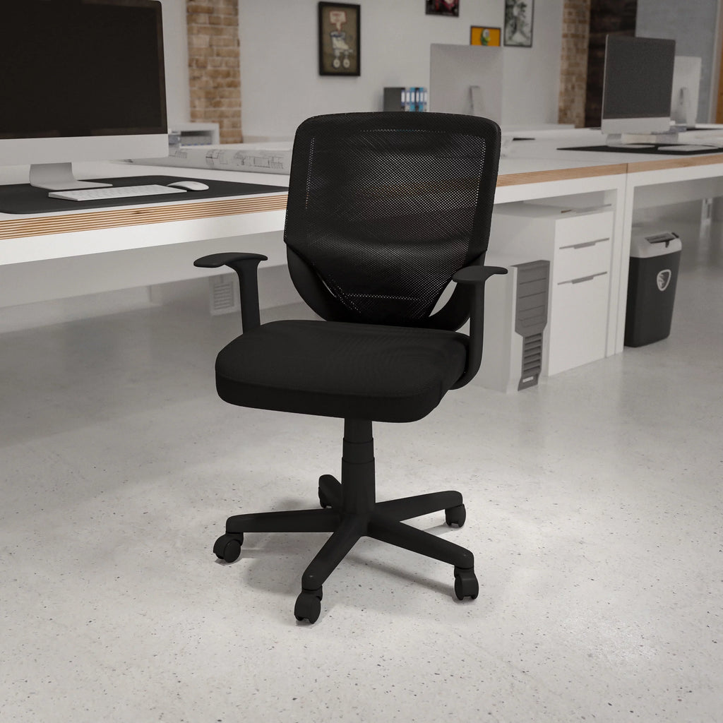 Black Mesh Swivel Task Office Chair with T-Arms Q619