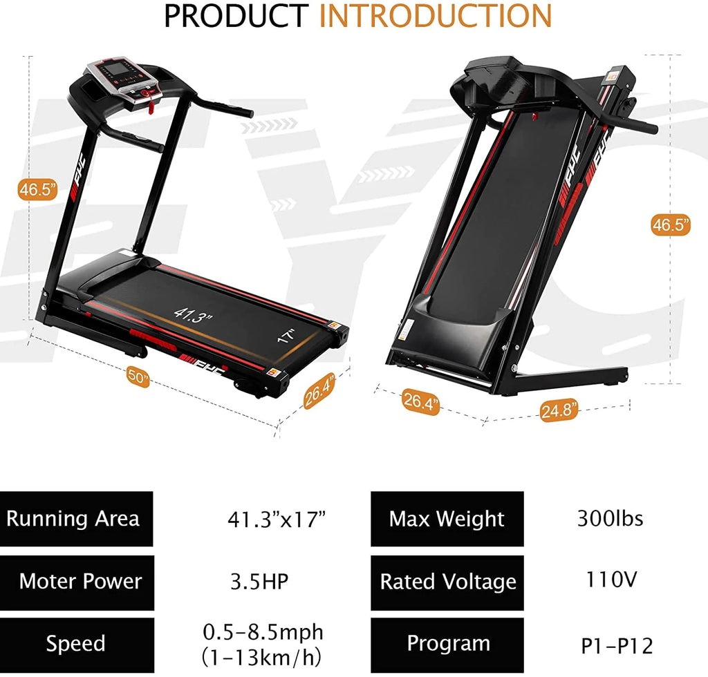 3.5HP Folding Treadmill with Incline L124