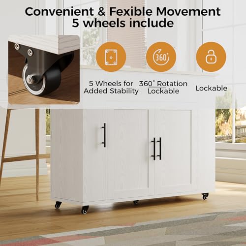 47.2in Rolling Kitchen Island with Drop Leaf W138