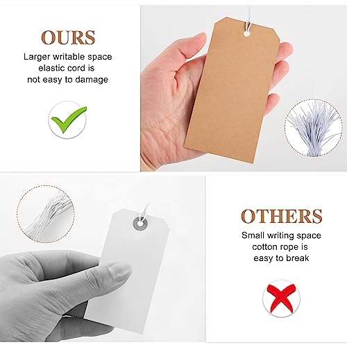 100pcs White Hang Paper Tags with String Attached S5437