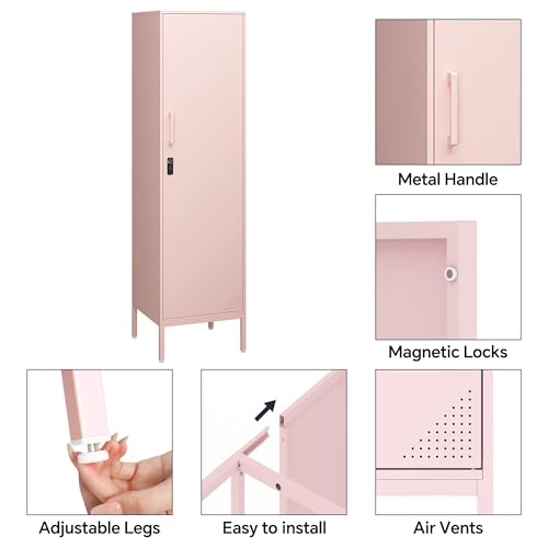 Metal Locker Storage Cabinet with Digital Lock, 3 Adjustable Shelves N752