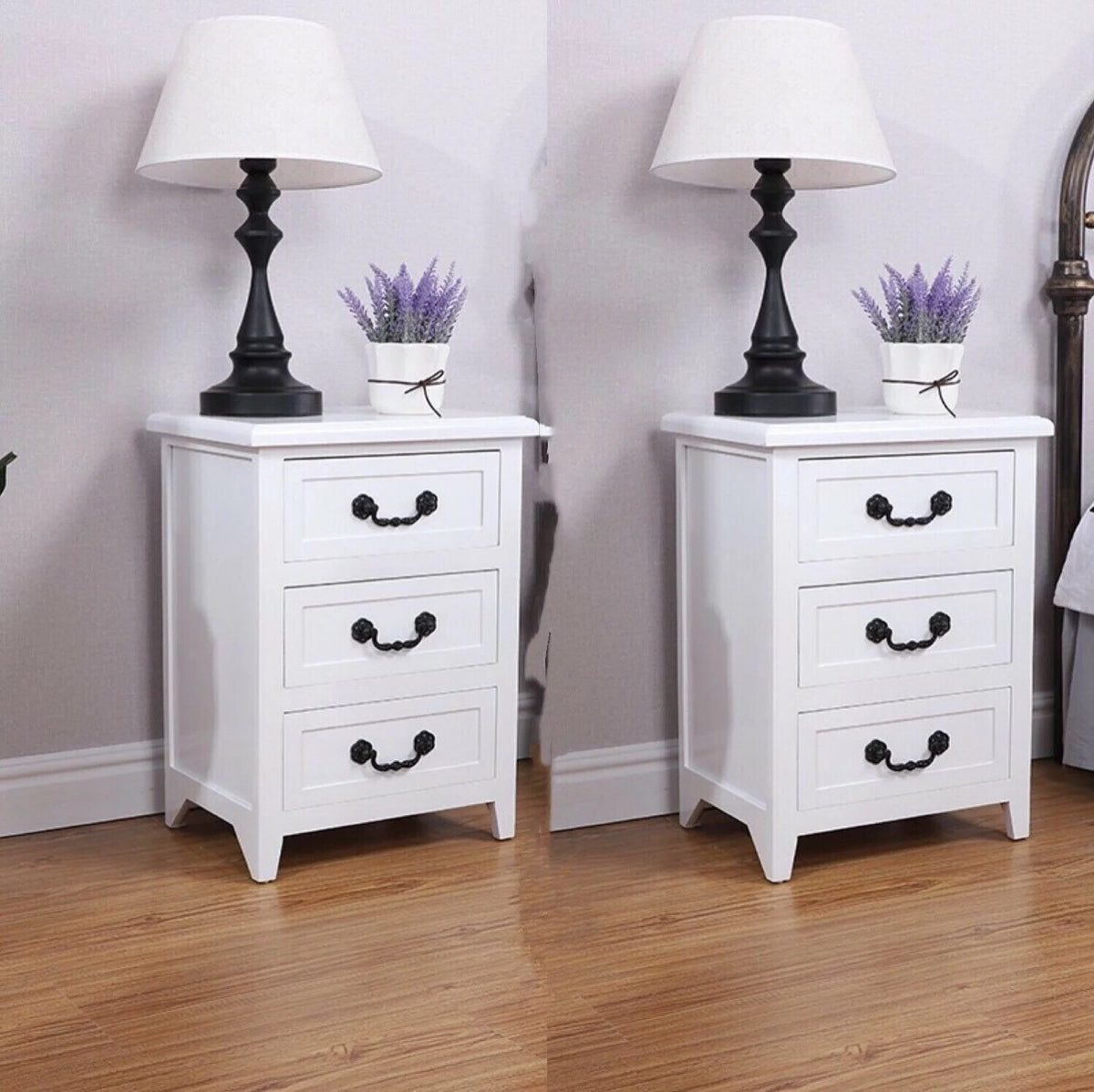 Solid Wood 3-drawer Nightstand Z9431