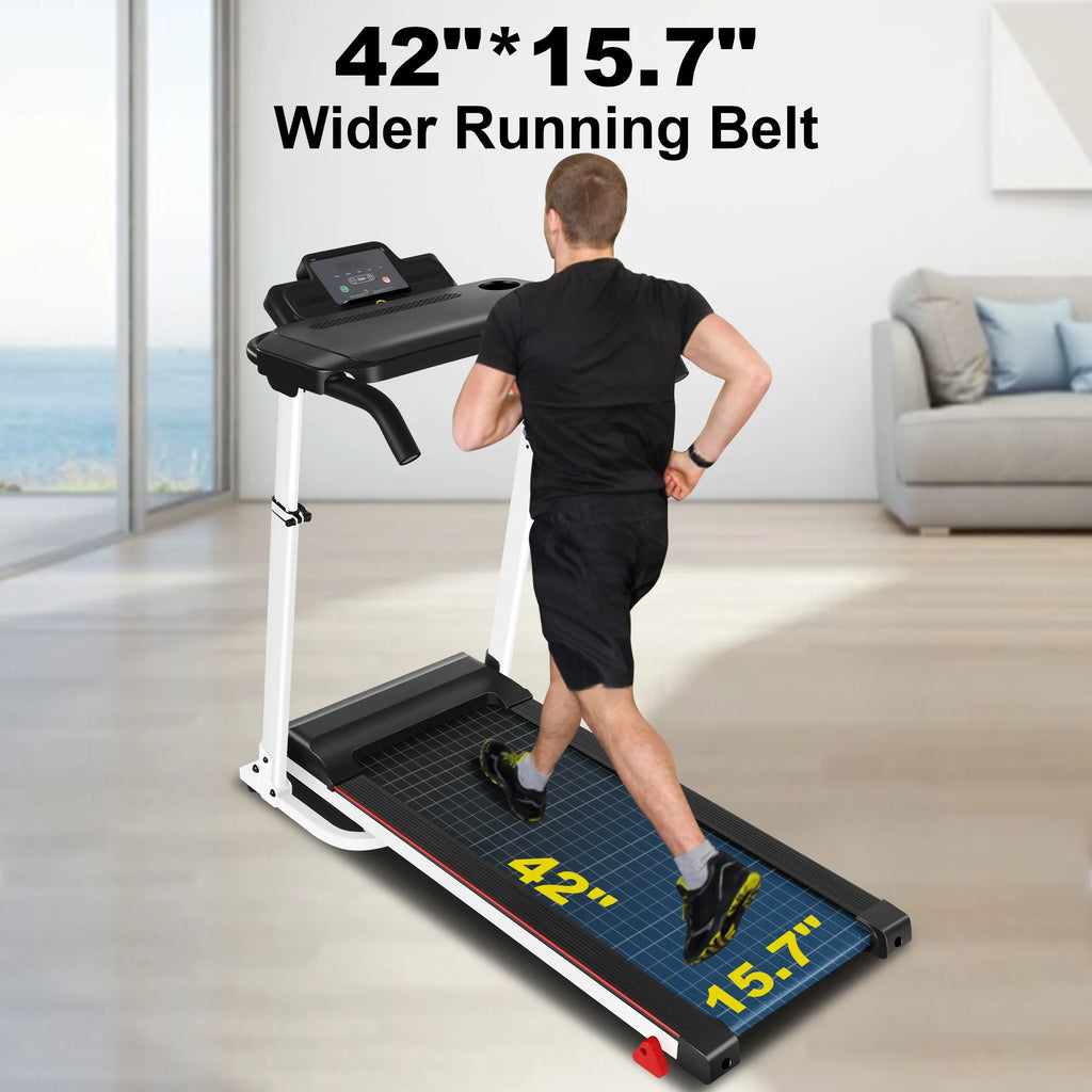 White Folding Treadmill with Removable Tabletop and Incline H84551
