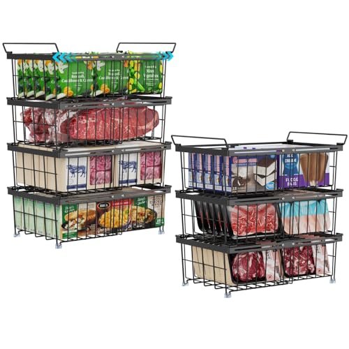 Black 4 Pack Expandable Stackable Freezer Organizer Bins E19112