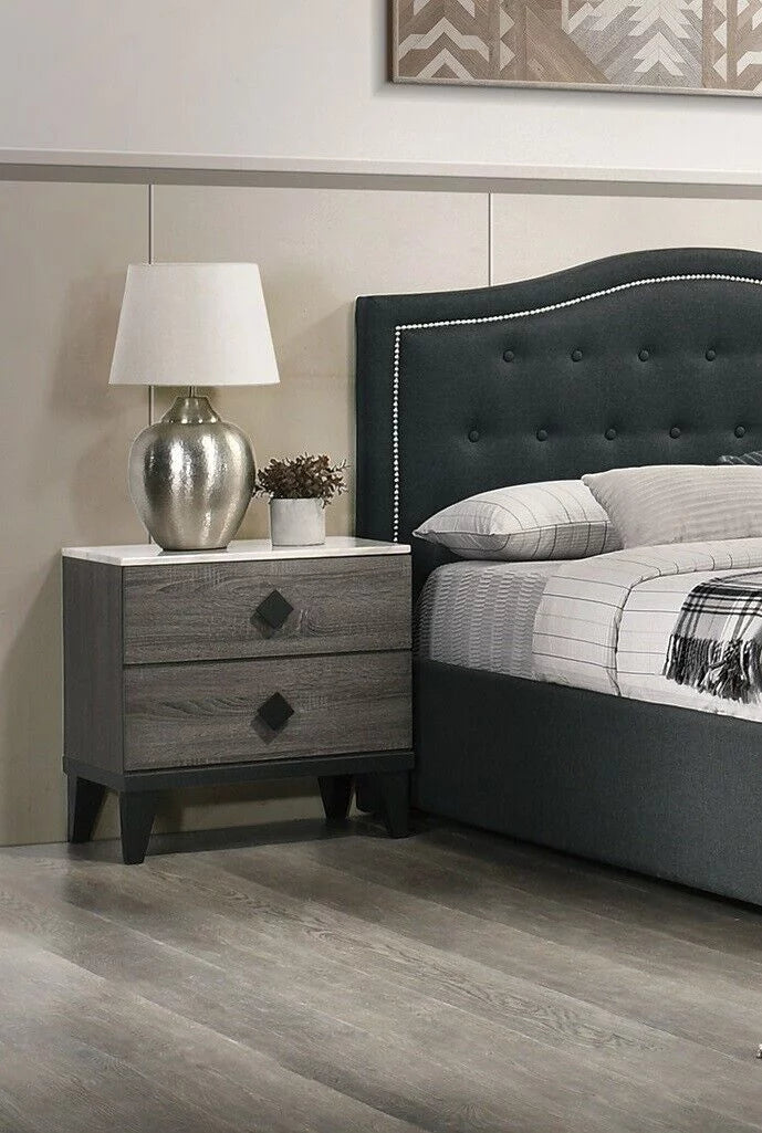 Charcoal Eastern King Size 4pc Bedroom Set Tufted Storage Bed E320
