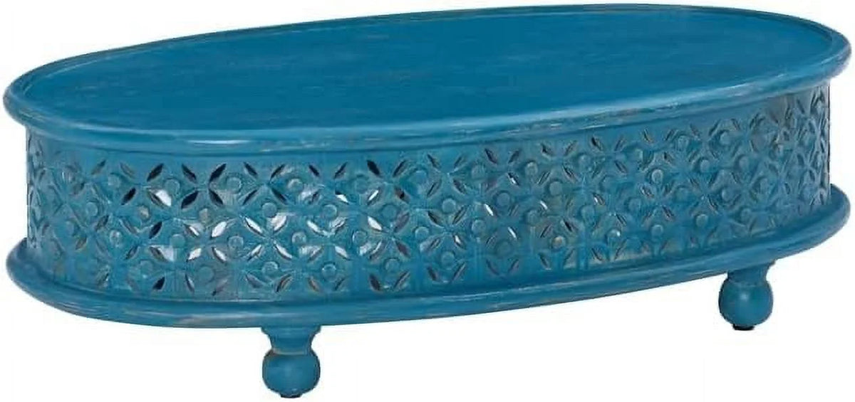 Blue Oval Wood Coffee Table A72797