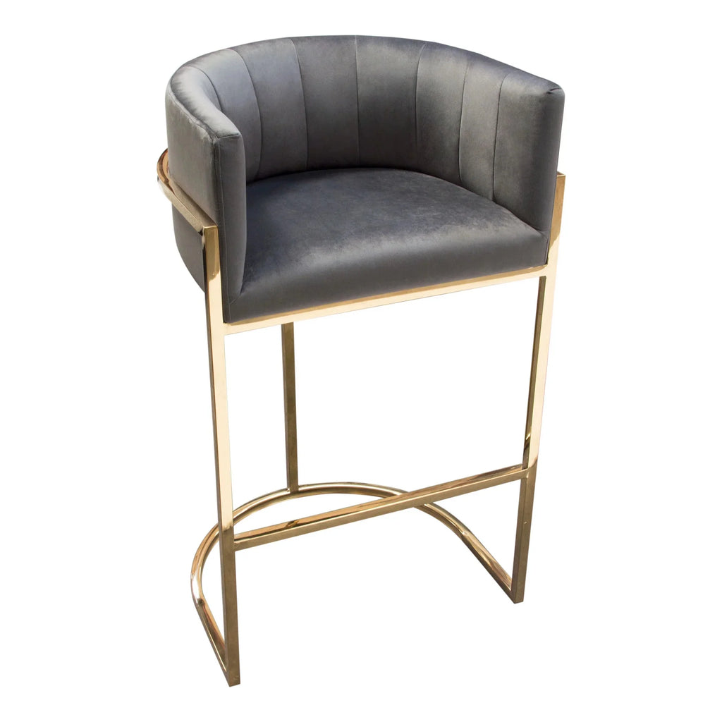 Grey Velvet Bar Height Chair Q42042