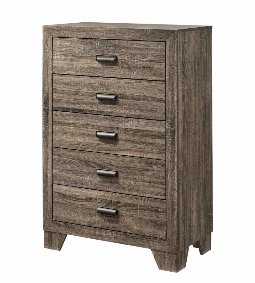 6Pc Queen Size Panel Bed Dresser Mirror Nightstand Chest Set Wooden Gray E834793