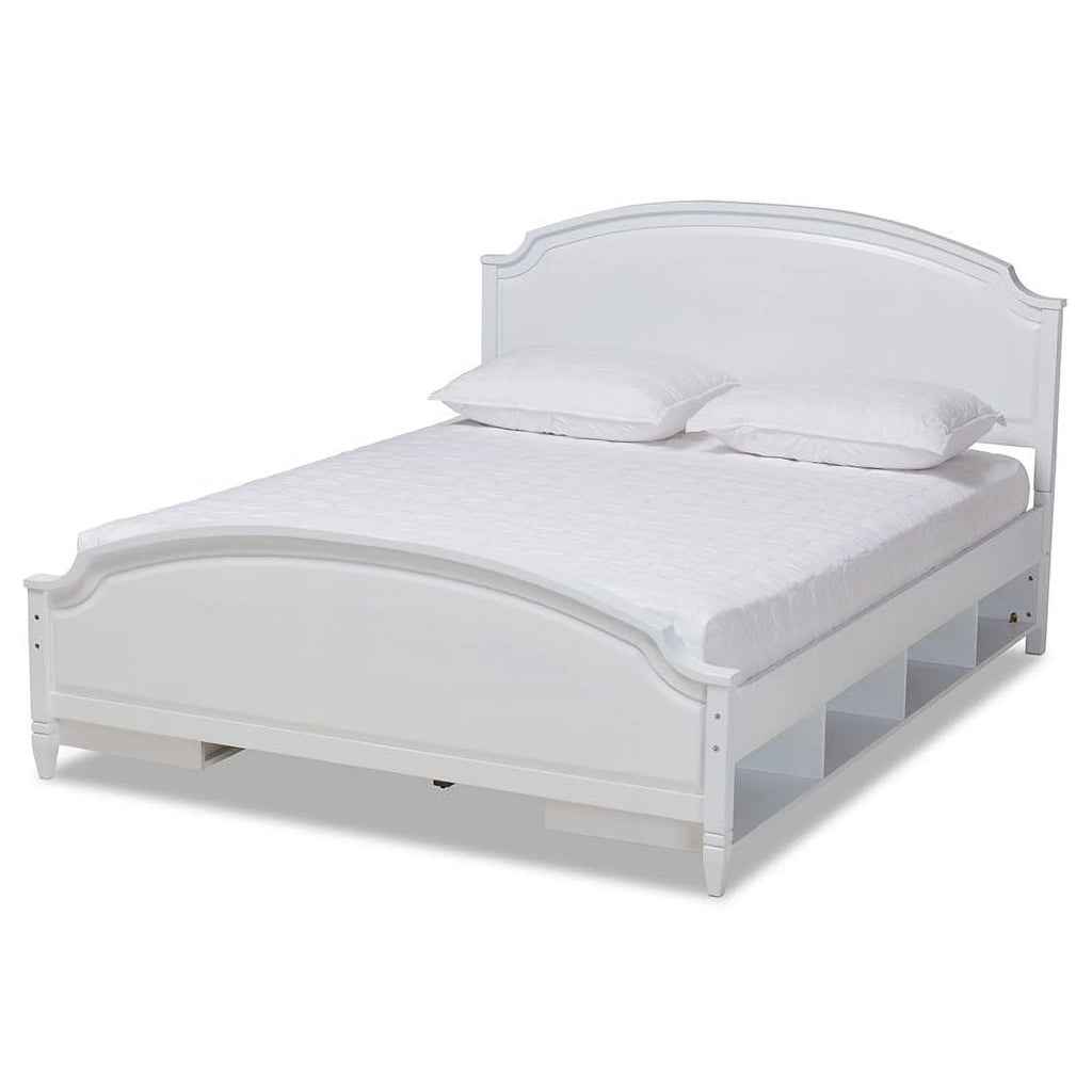 White Finished Wood Full Size Storage Platform Bed L784