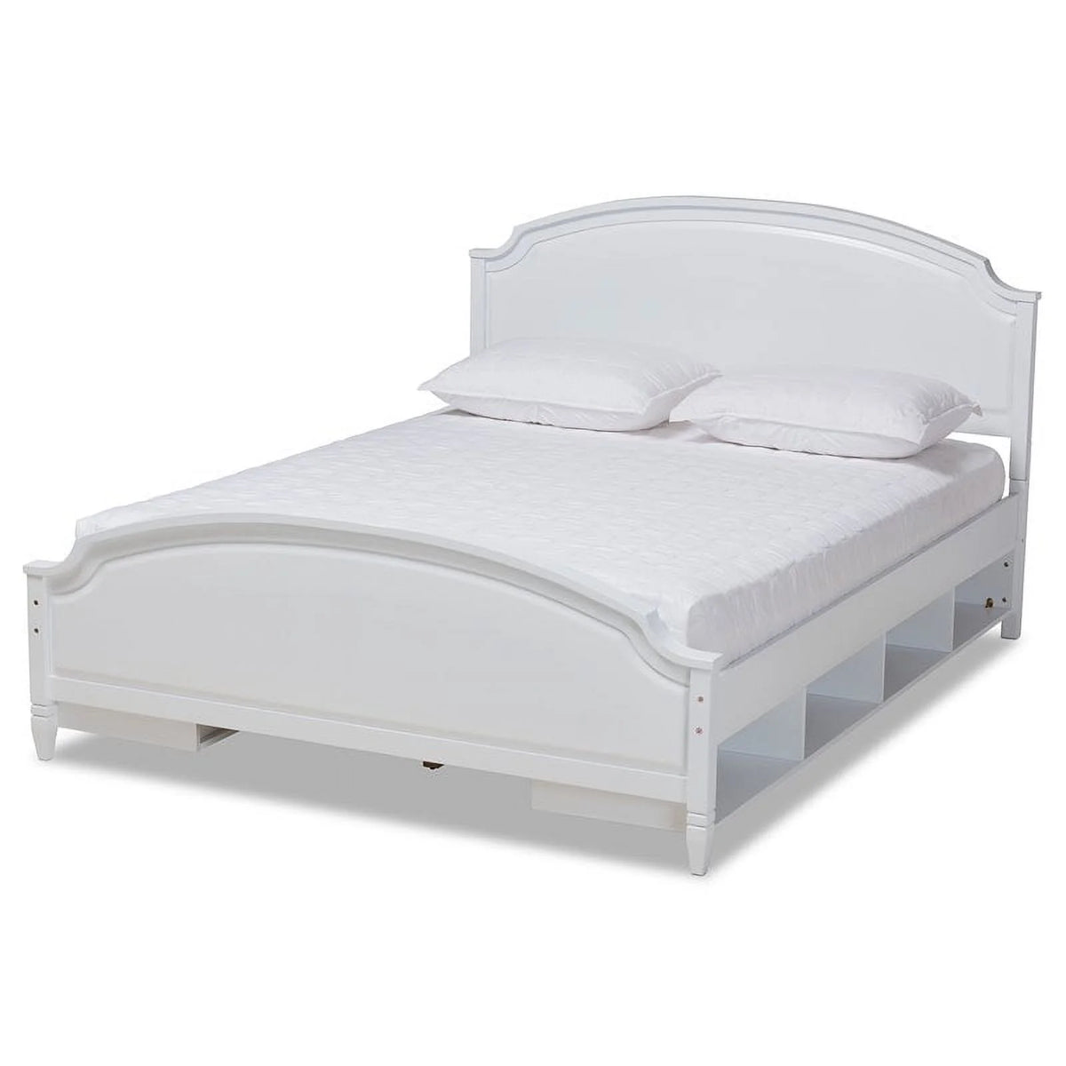 White Finished Wood Full Size Storage Platform Bed L784