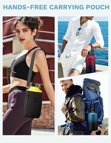 Insulated Water Bottle with Straw Lid Strap Carrier Boot & Paracord Handle P12650