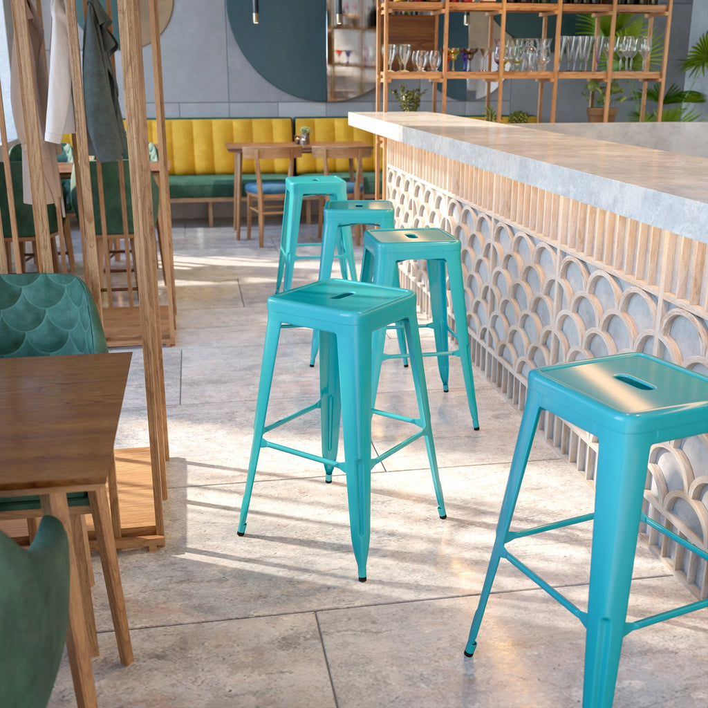 Teal-Blue Indoor-Outdoor Barstool V582