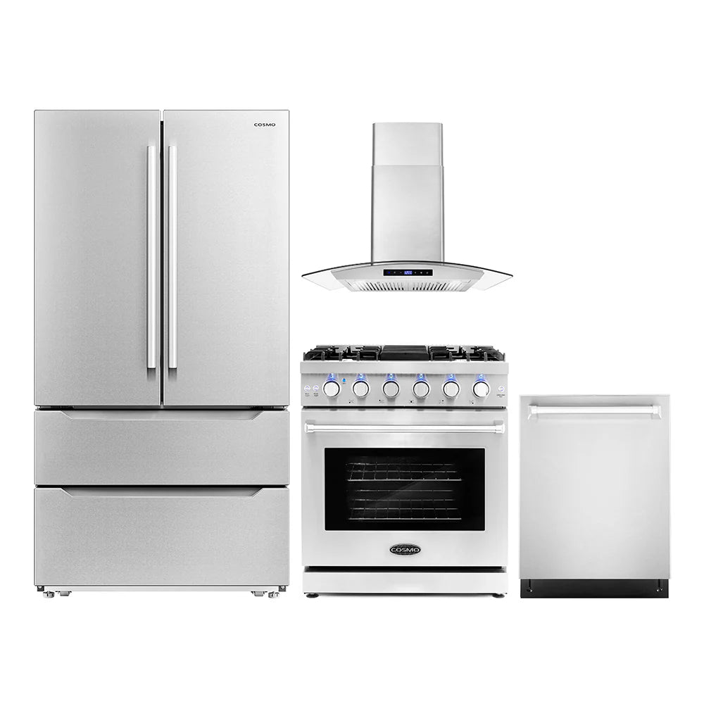 30 Gas Range, Wall Mount Range Hood, Refrigerator with Ice Maker and Dishwasher G14091