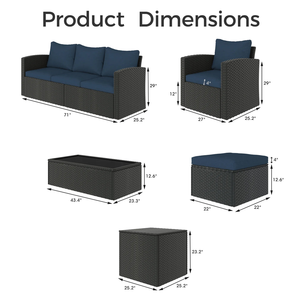10 Pieces All Weather PE Wicker Rattan Outdoor Sectional Sofa R667