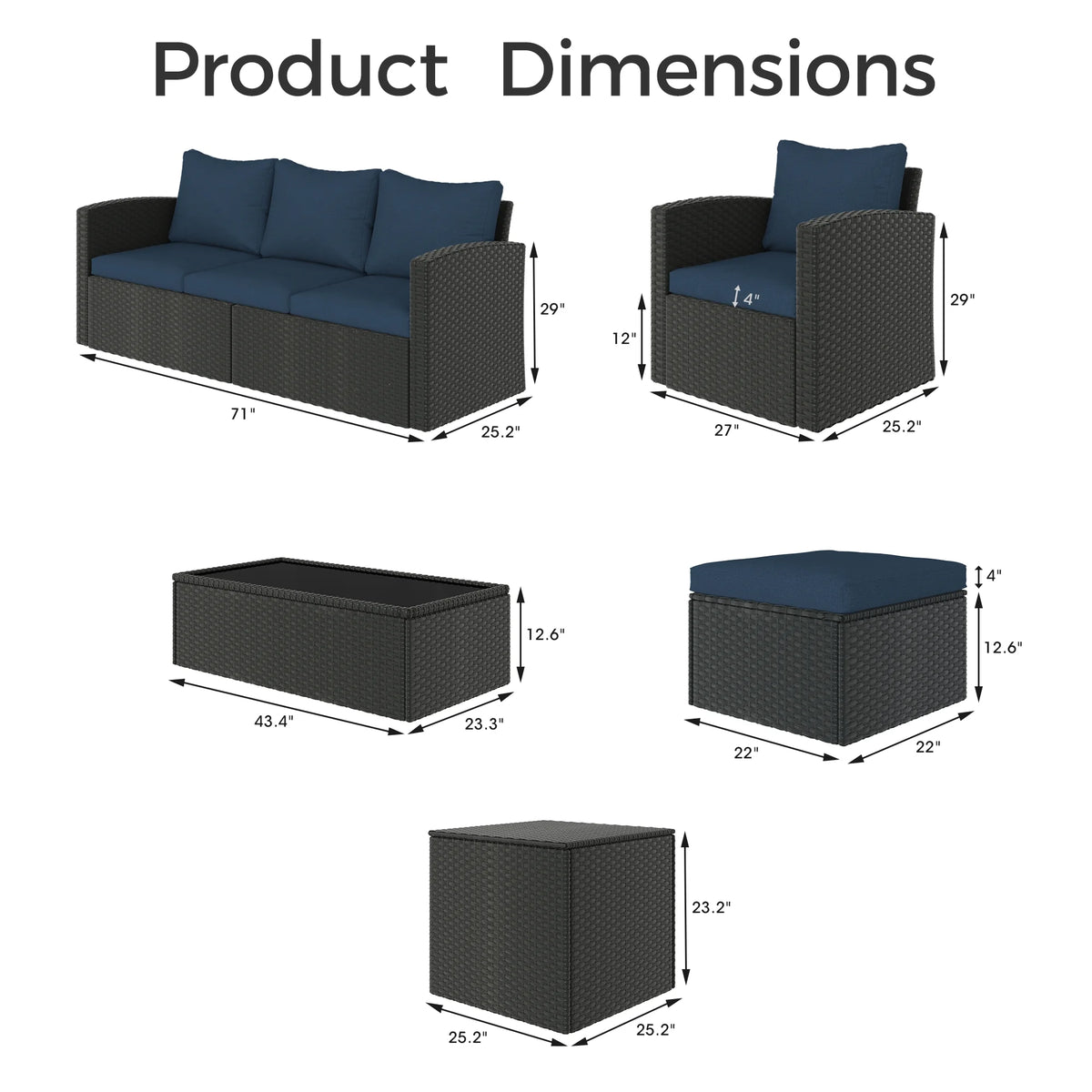 10 Pieces All Weather PE Wicker Rattan Outdoor Sectional Sofa R667