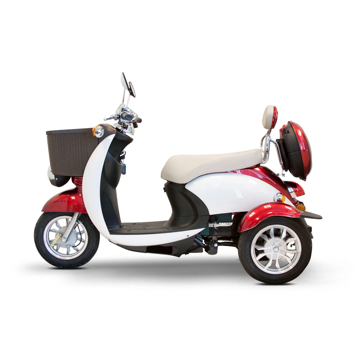 Red 3 Wheel Electric Scooter with Basket U6281